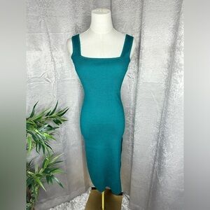 NWT Willow & Wind Ribbed Knit Bodycon Sweater Dress in Teal Sz XS